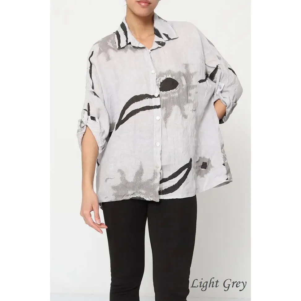 100% Linen Abstract Top - 20090/3,Women Wear