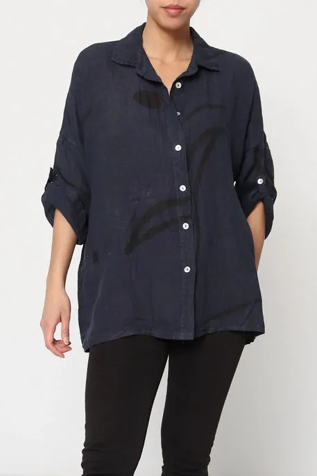100% Linen Abstract Top - 20090/3,Women Wear