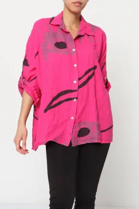 100% Linen Abstract Top - 20090/3,Women Wear
