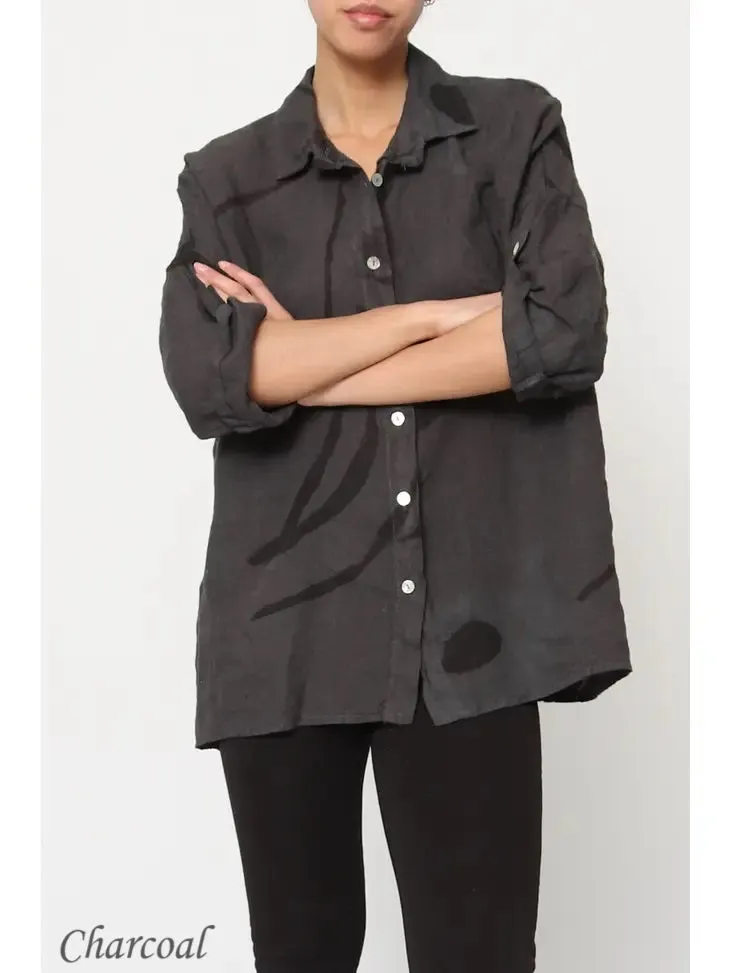 100% Linen Abstract Top - 20090/3,Women Wear