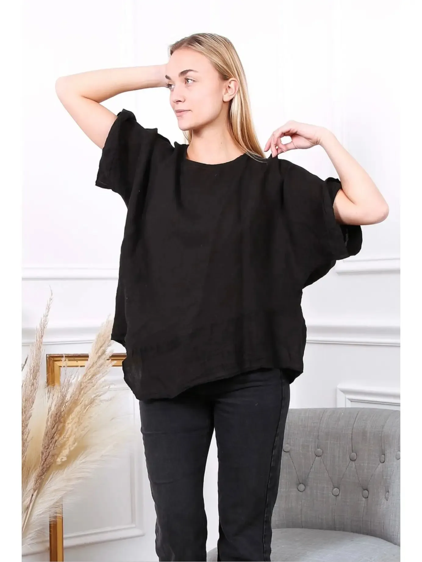 100% Linen Asymmetrical Top - 9655,Women Wear