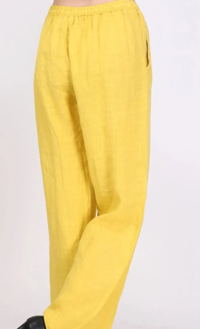100% Linen Drawstring Pants- 30132,Women Wear