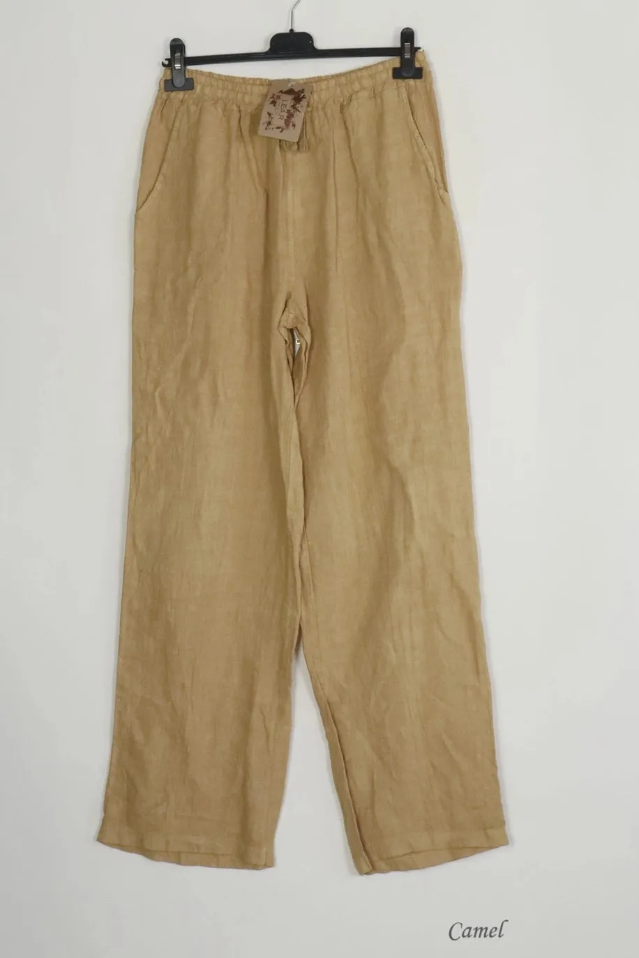 100% Linen Drawstring Pants- 30132,Women Wear