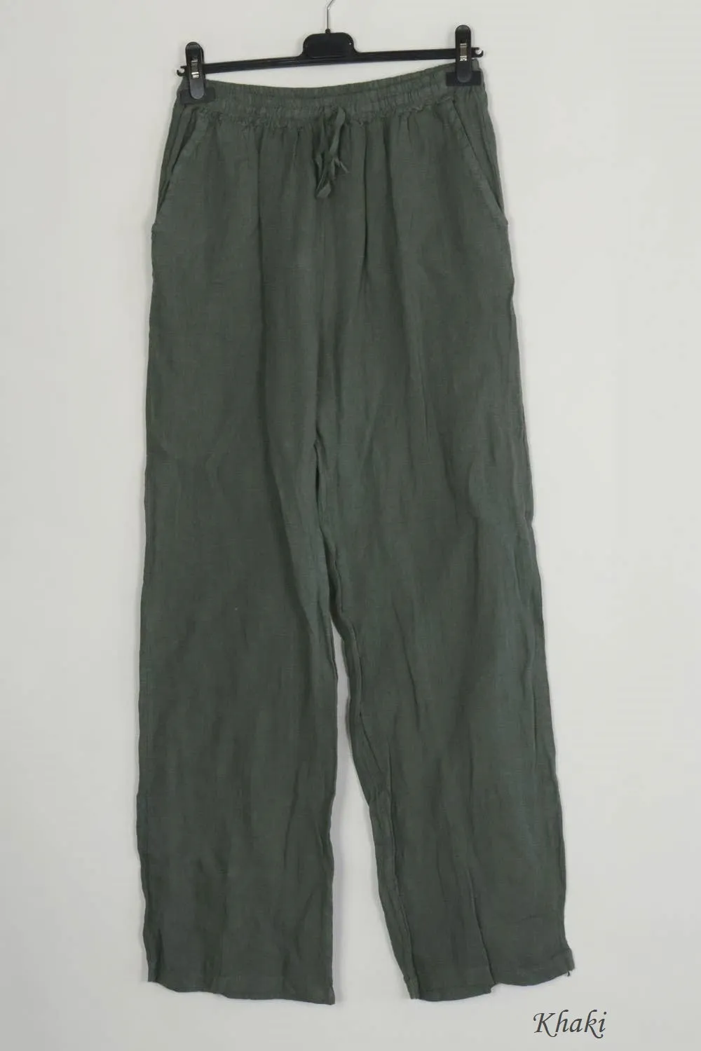 100% Linen Drawstring Pants- 30132,Women Wear