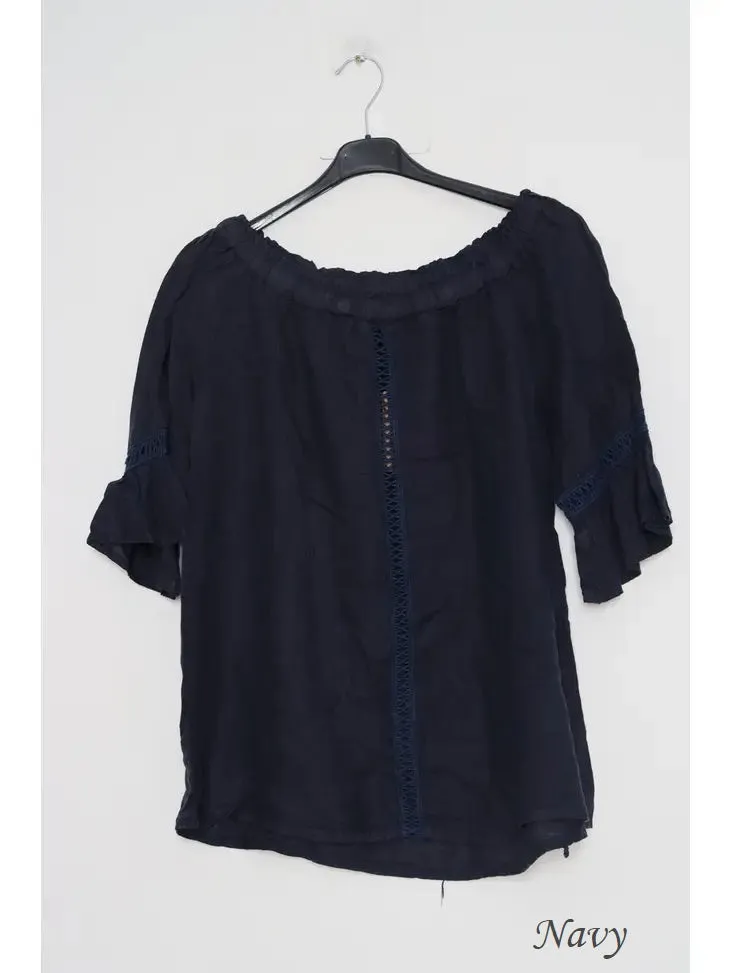 100% Linen Peasant Top 1121,Women Wear