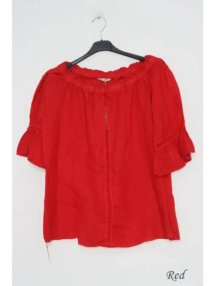 100% Linen Peasant Top 1121,Women Wear