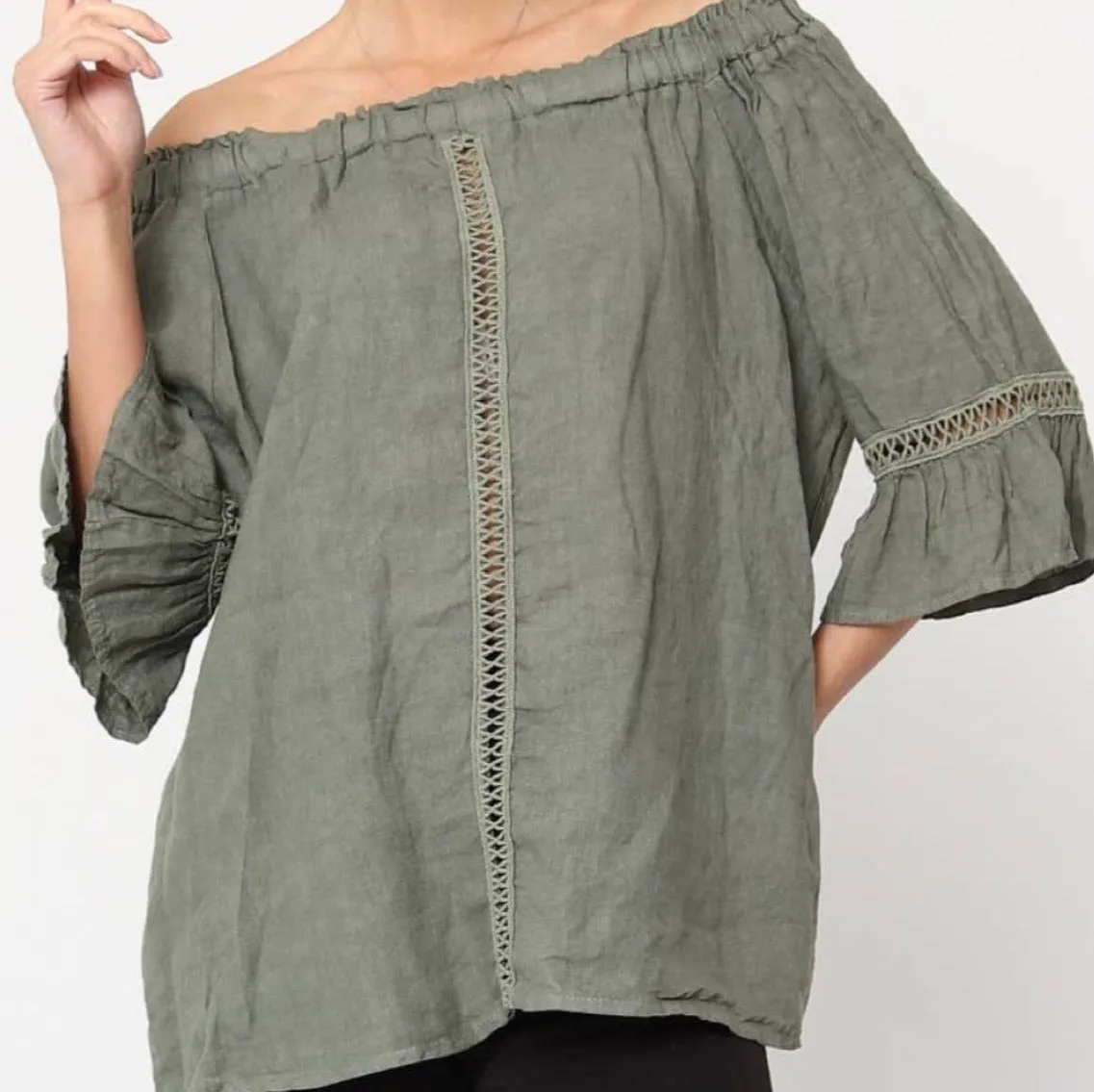 100% Linen Peasant Top 1121,Women Wear
