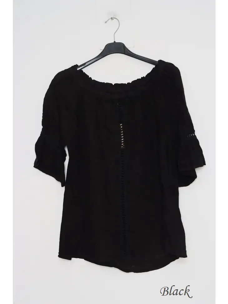 100% Linen Peasant Top 1121,Women Wear