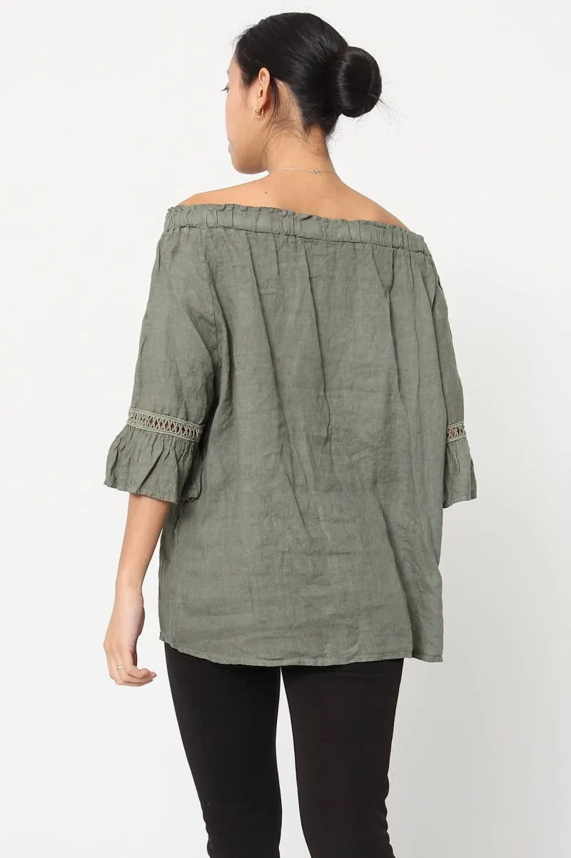 100% Linen Peasant Top 1121,Women Wear
