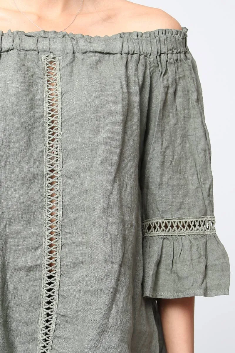 100% Linen Peasant Top 1121,Women Wear