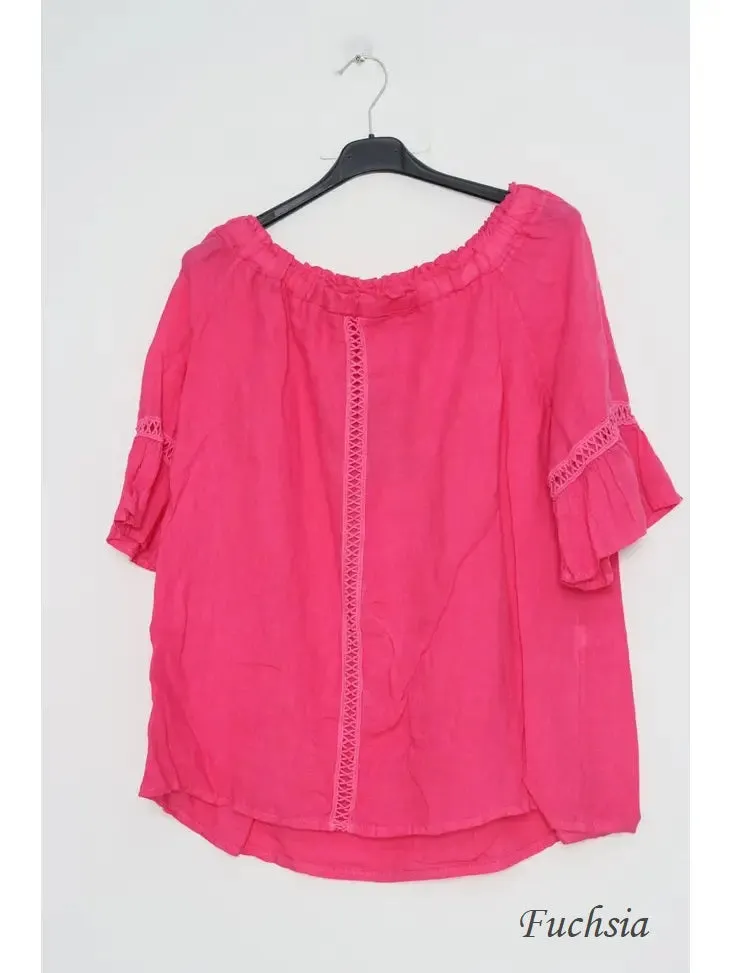 100% Linen Peasant Top 1121,Women Wear
