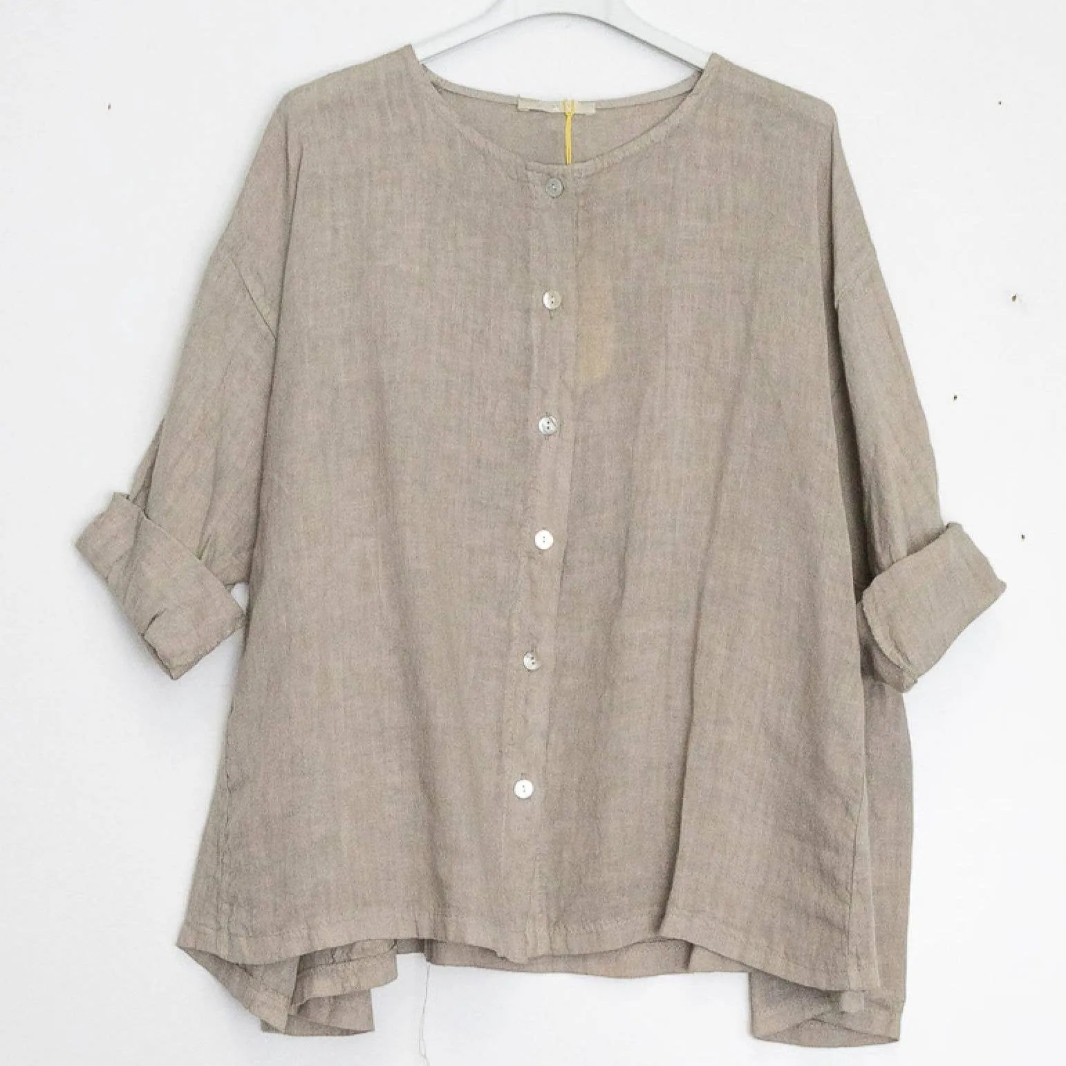 11916 Buttonup Linen Top,Women Wear