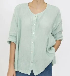 11916 Buttonup Linen Top,Women Wear