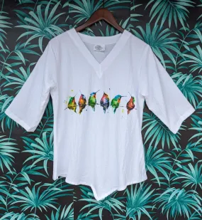 138 Birds on Perch - Preshrunk Cotton Gauze Top,Women Wear