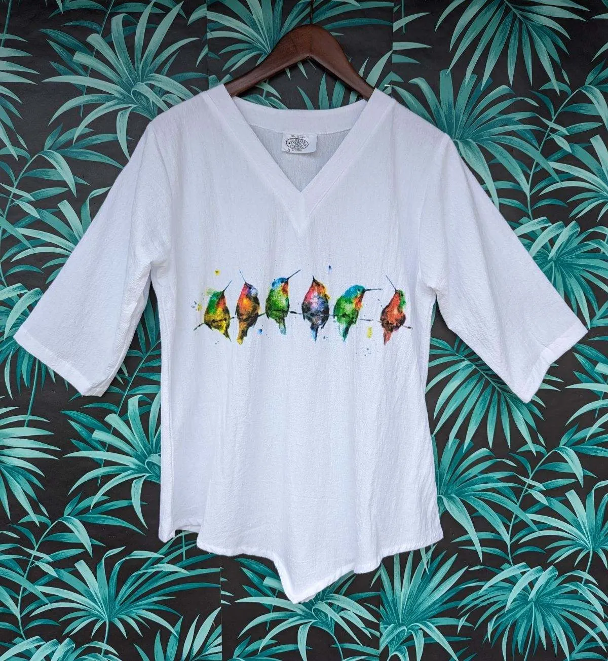 138 Birds on Perch - Preshrunk Cotton Gauze Top,Women Wear
