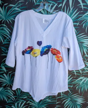 138 Watercolor Flowers Top,Women Wear