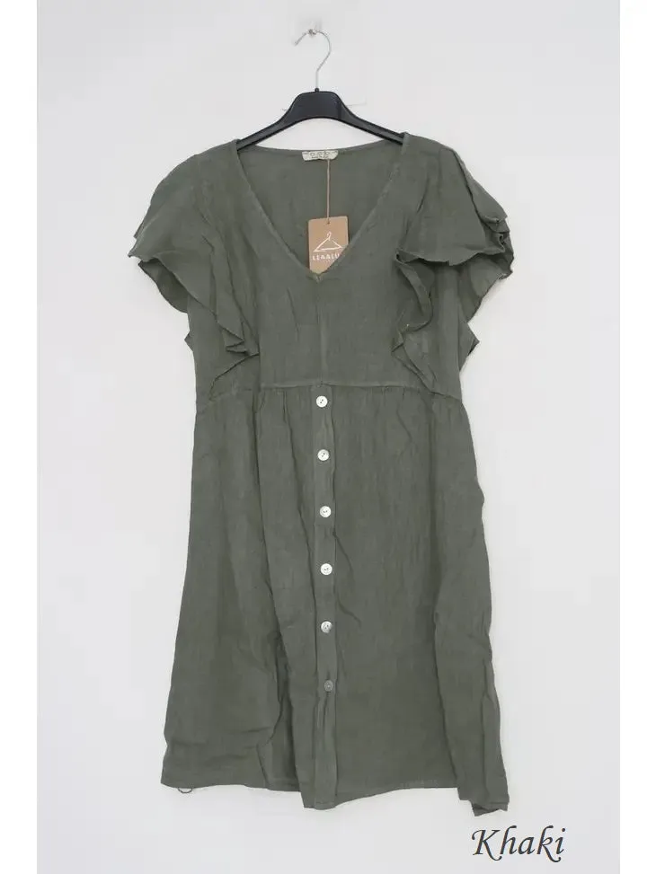 1831 Linen Button Up Dress,Women Wear
