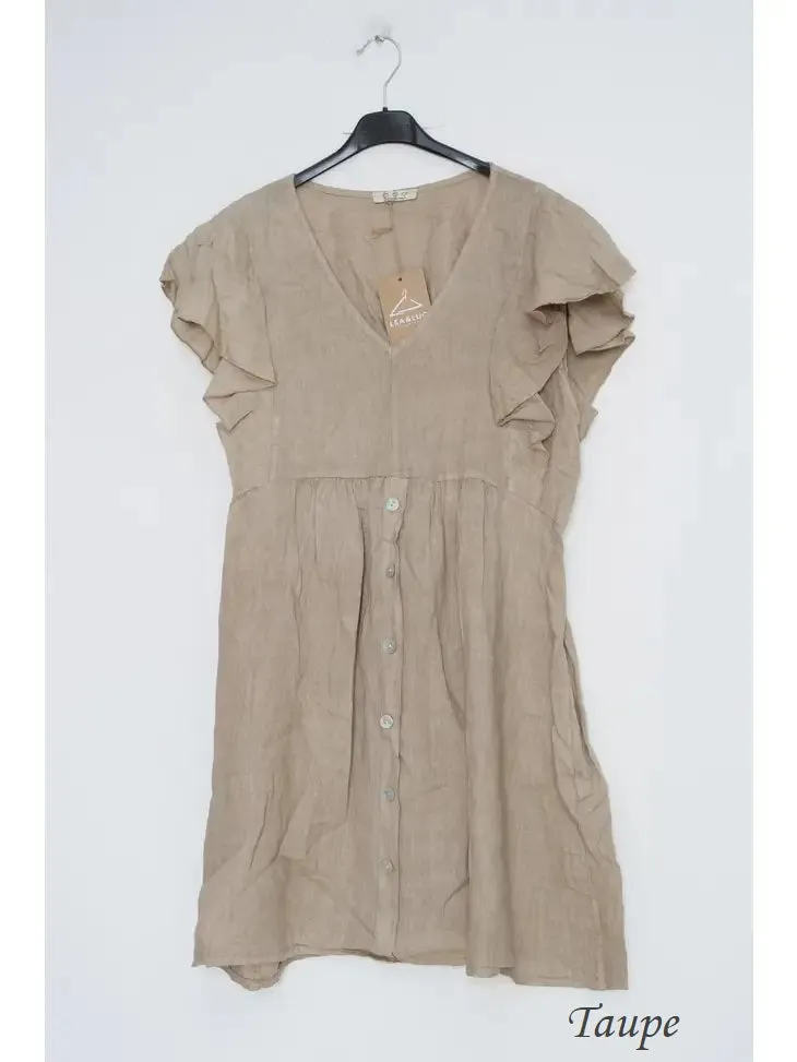 1831 Linen Button Up Dress,Women Wear