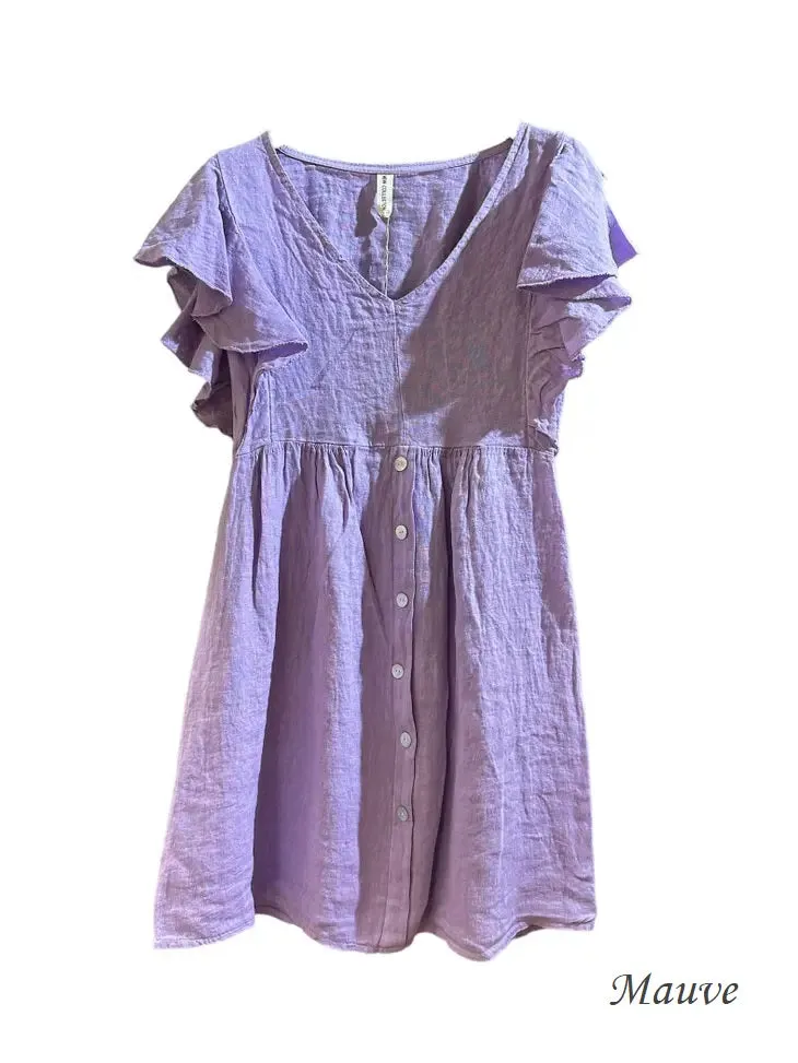 1831 Linen Button Up Dress,Women Wear