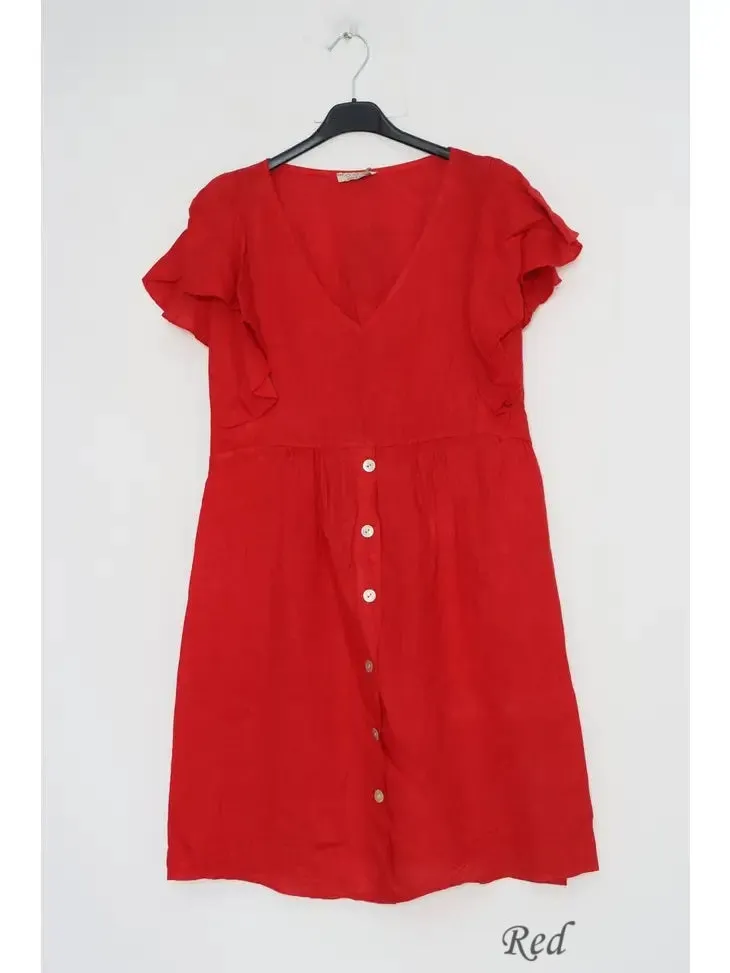 1831 Linen Button Up Dress,Women Wear