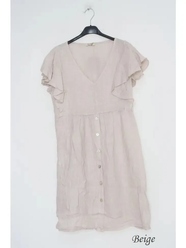 1831 Linen Button Up Dress,Women Wear