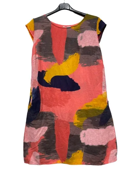 1992PL Brushstrokes Linen Dress,Women Wear