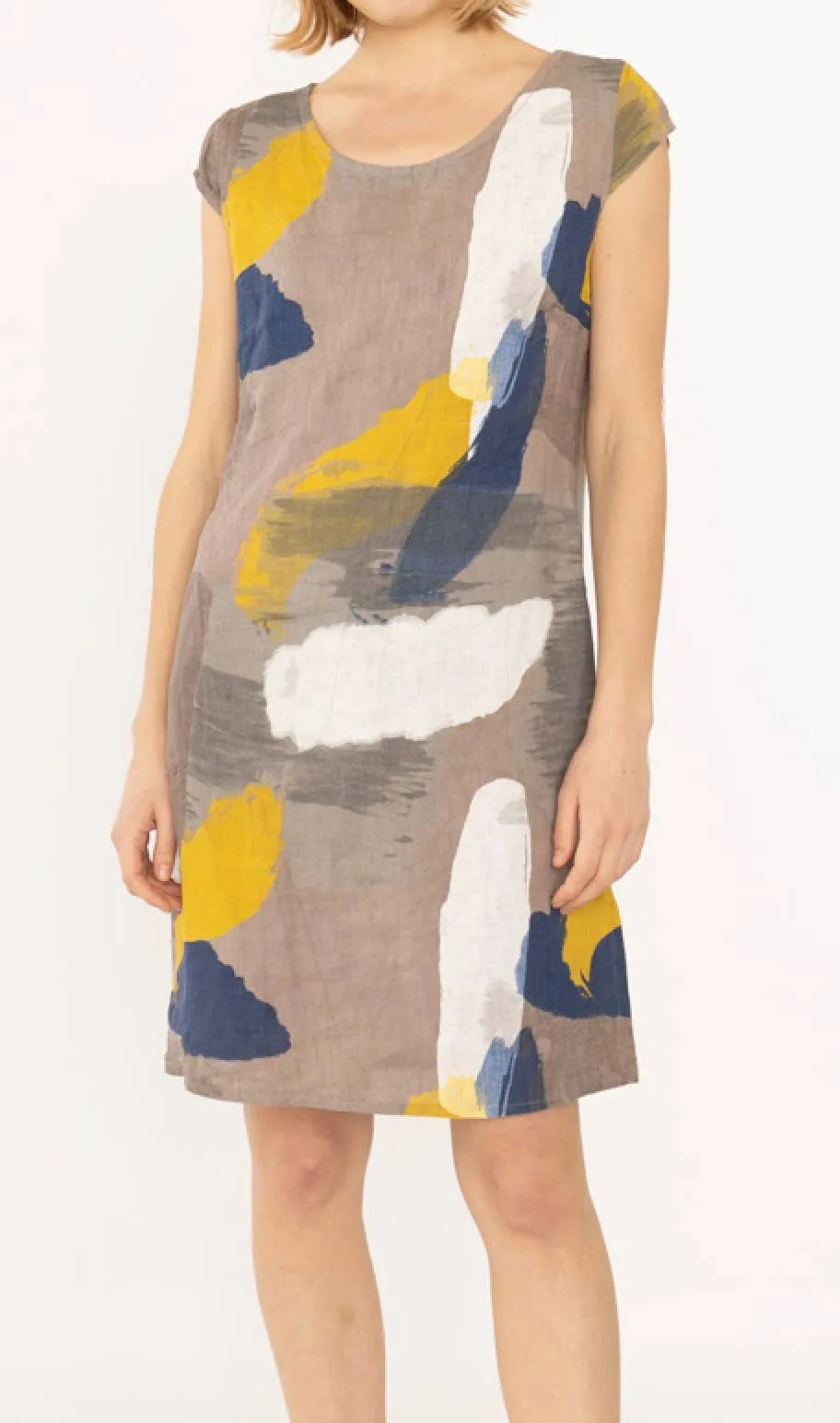 1992PL Brushstrokes Linen Dress,Women Wear
