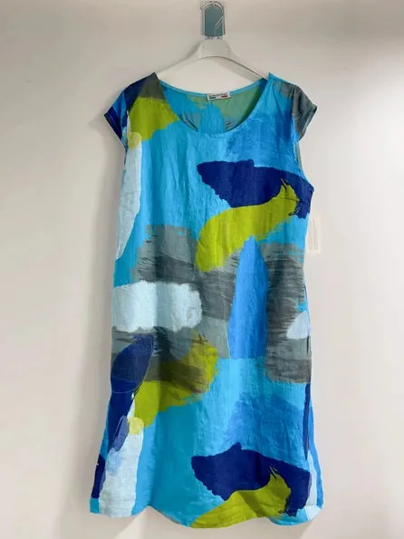 1992PL Brushstrokes Linen Dress,Women Wear