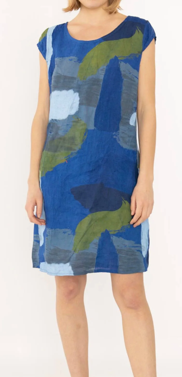 1992PL Brushstrokes Linen Dress,Women Wear