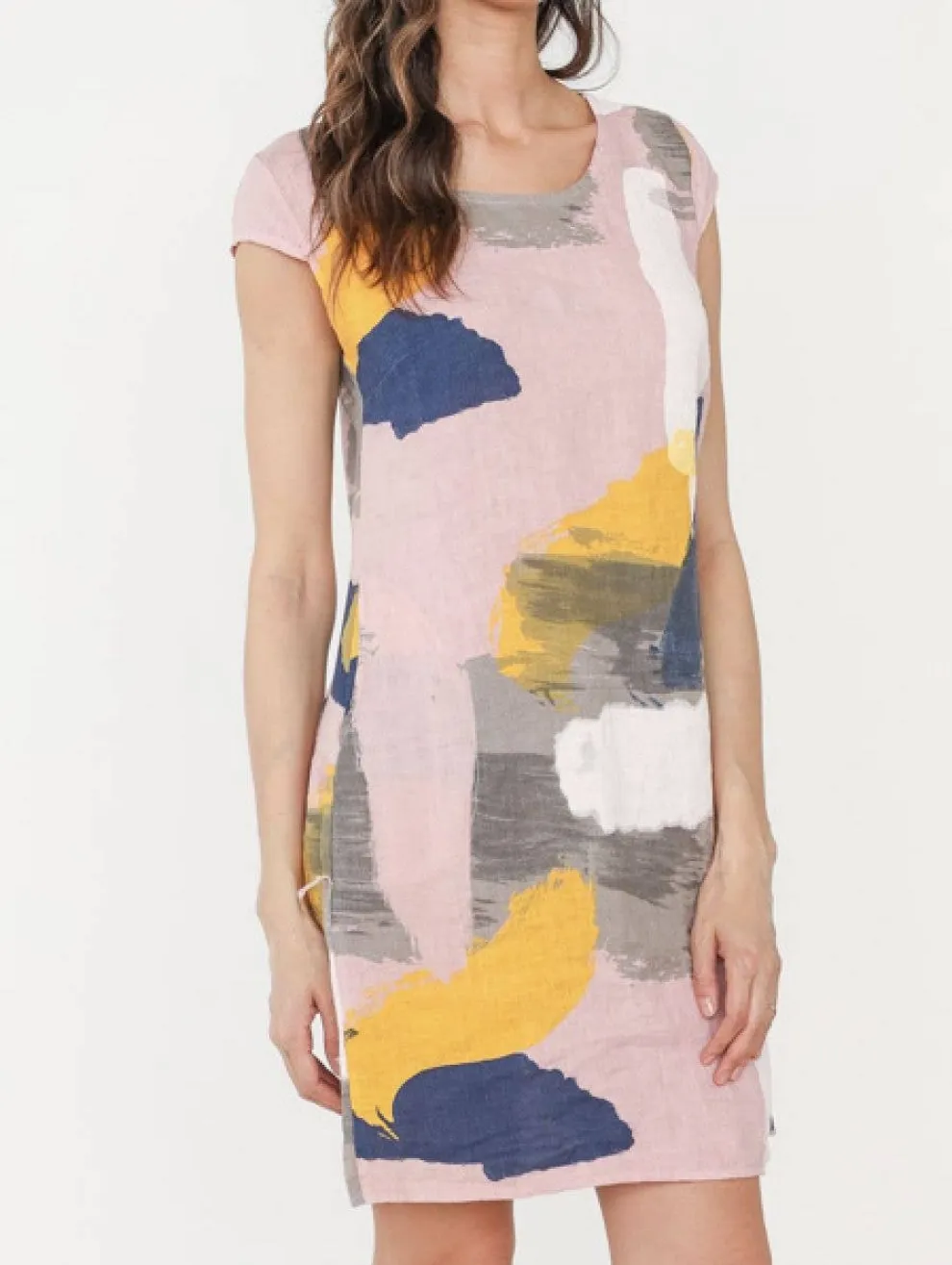 1992PL Brushstrokes Linen Dress,Women Wear