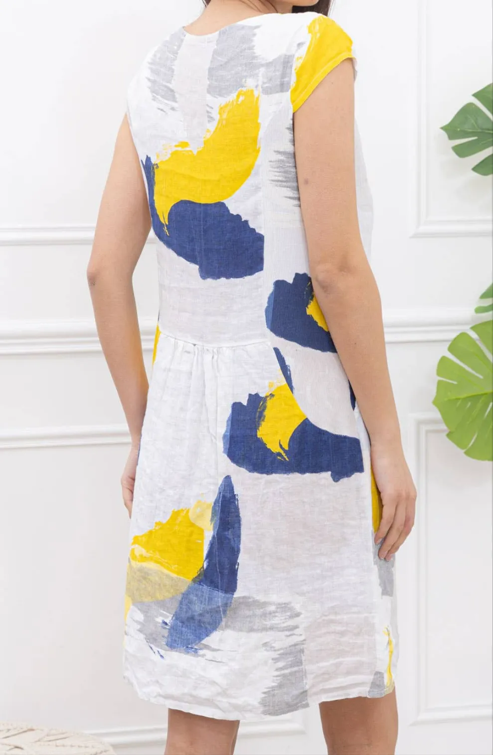 1992PL Brushstrokes Linen Dress,Women Wear