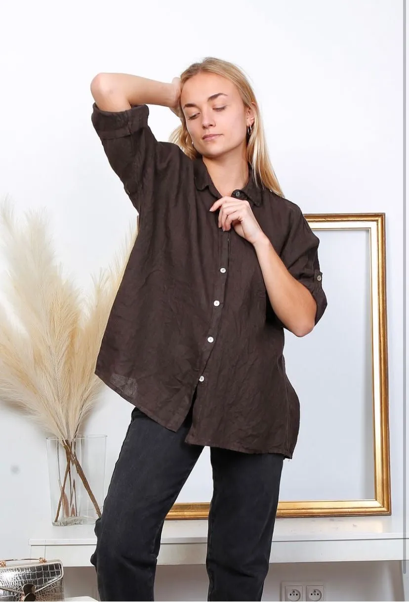 20090 100% Linen Top Solid,Women Wear