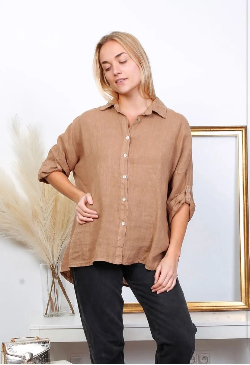20090 100% Linen Top Solid,Women Wear