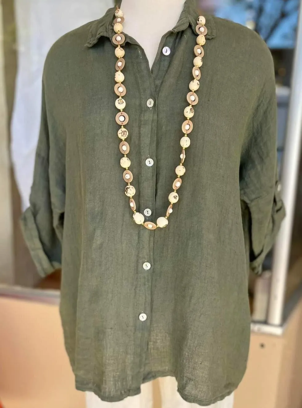 20090 100% Linen Top Solid,Women Wear