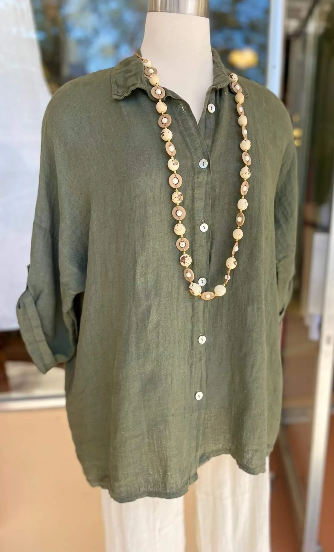 20090 100% Linen Top Solid,Women Wear