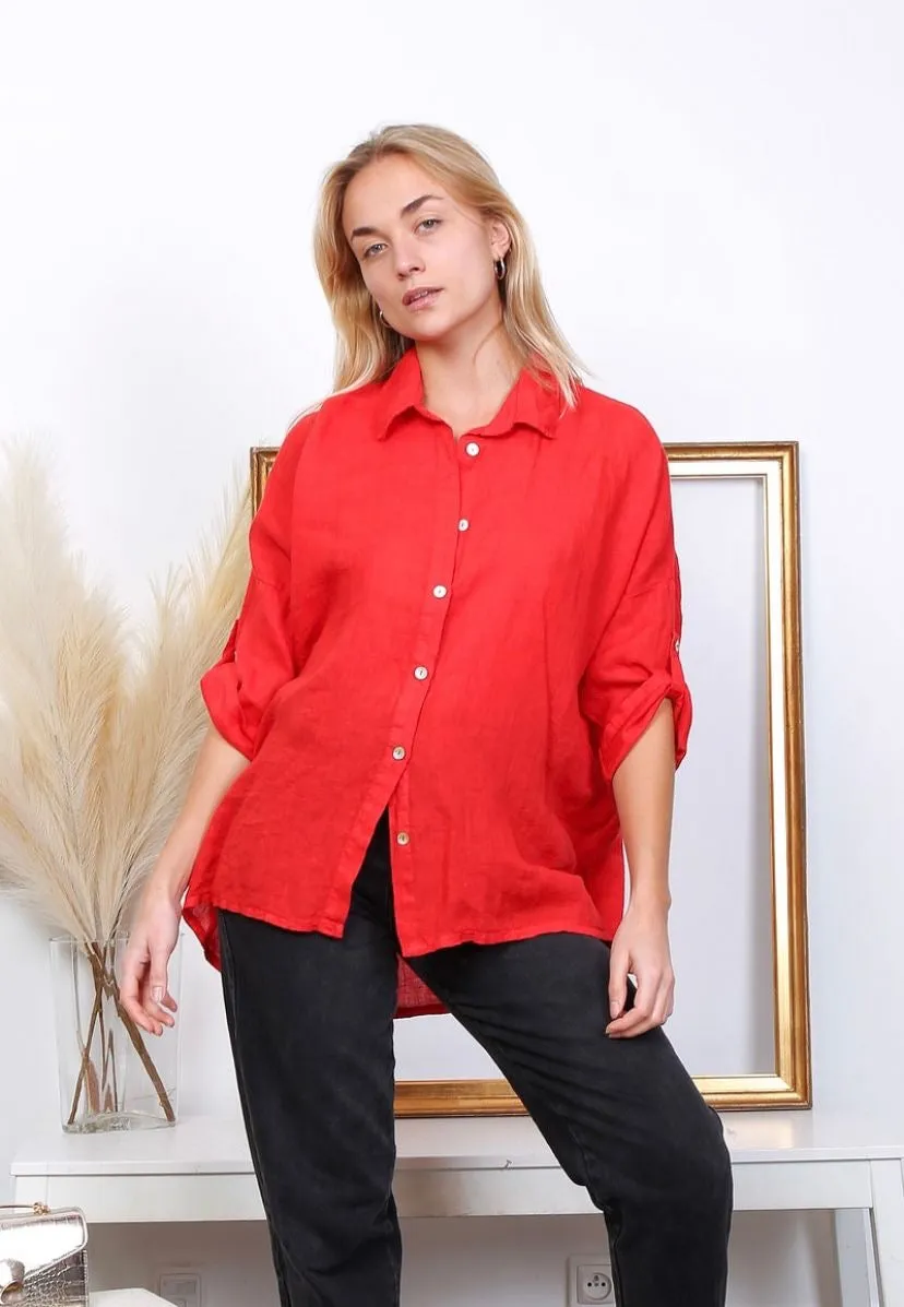 20090 100% Linen Top Solid,Women Wear