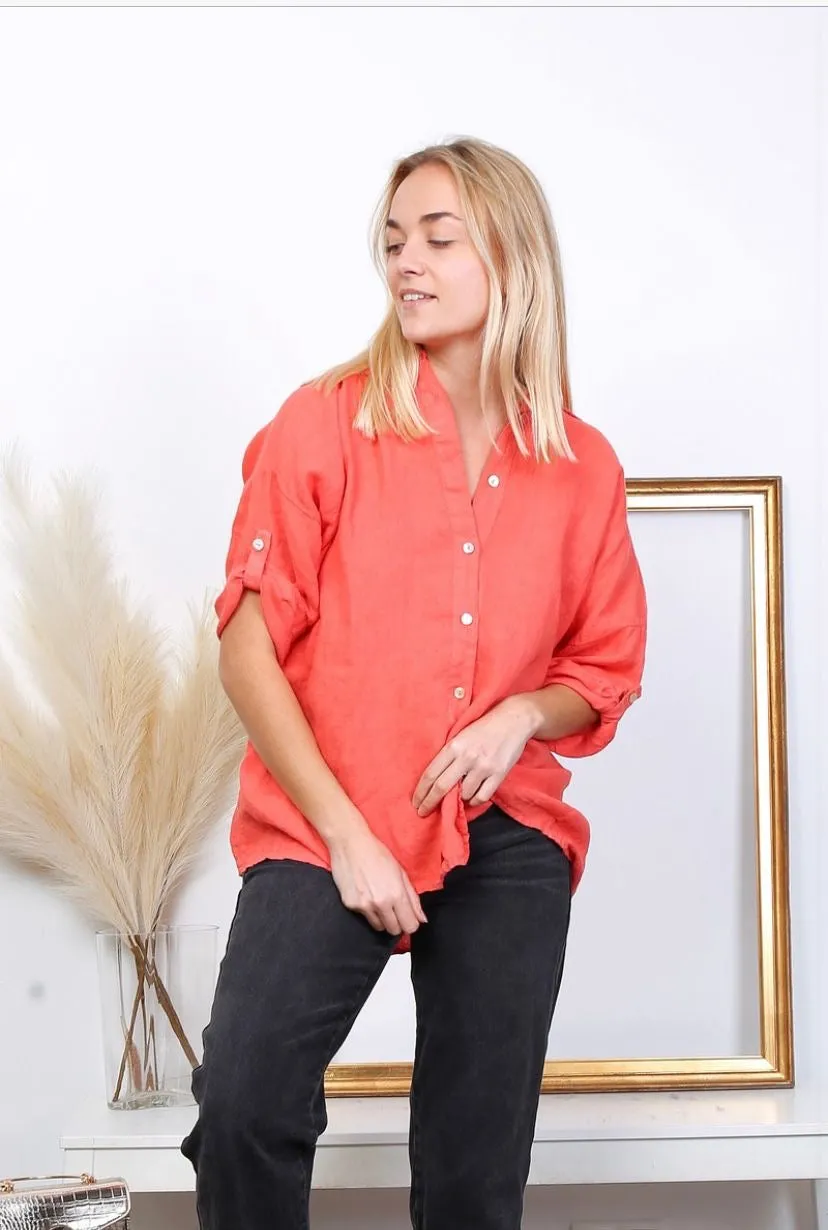 20090 100% Linen Top Solid,Women Wear