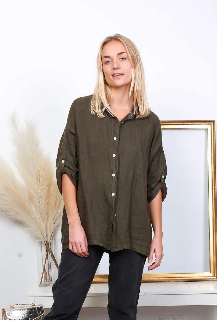 20090 100% Linen Top Solid,Women Wear