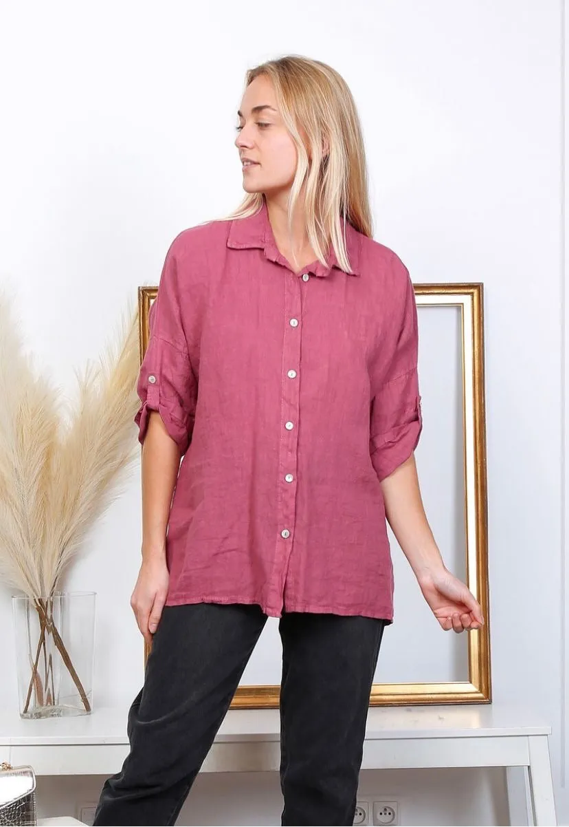 20090 100% Linen Top Solid,Women Wear