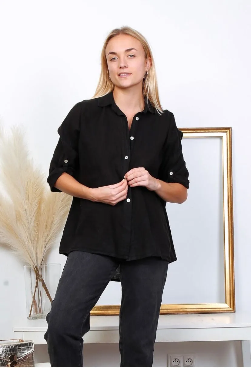 20090 100% Linen Top Solid,Women Wear