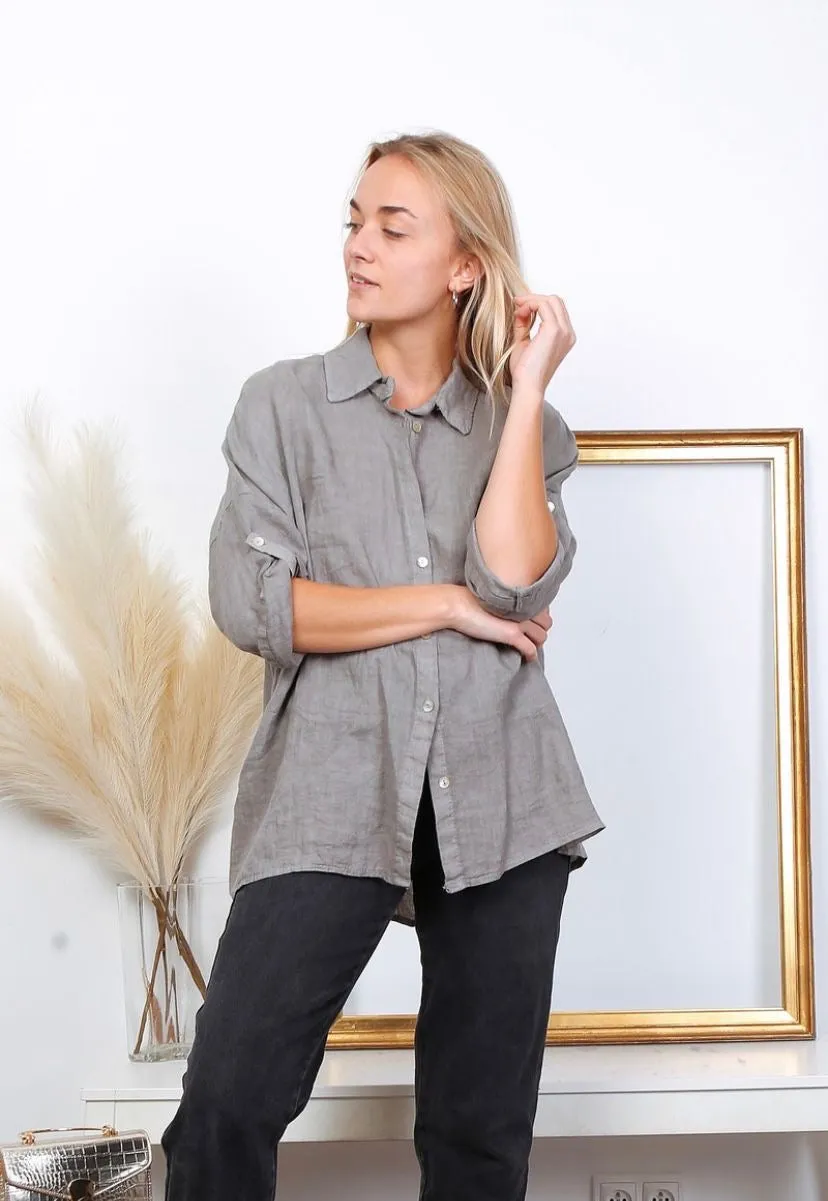 20090 100% Linen Top Solid,Women Wear