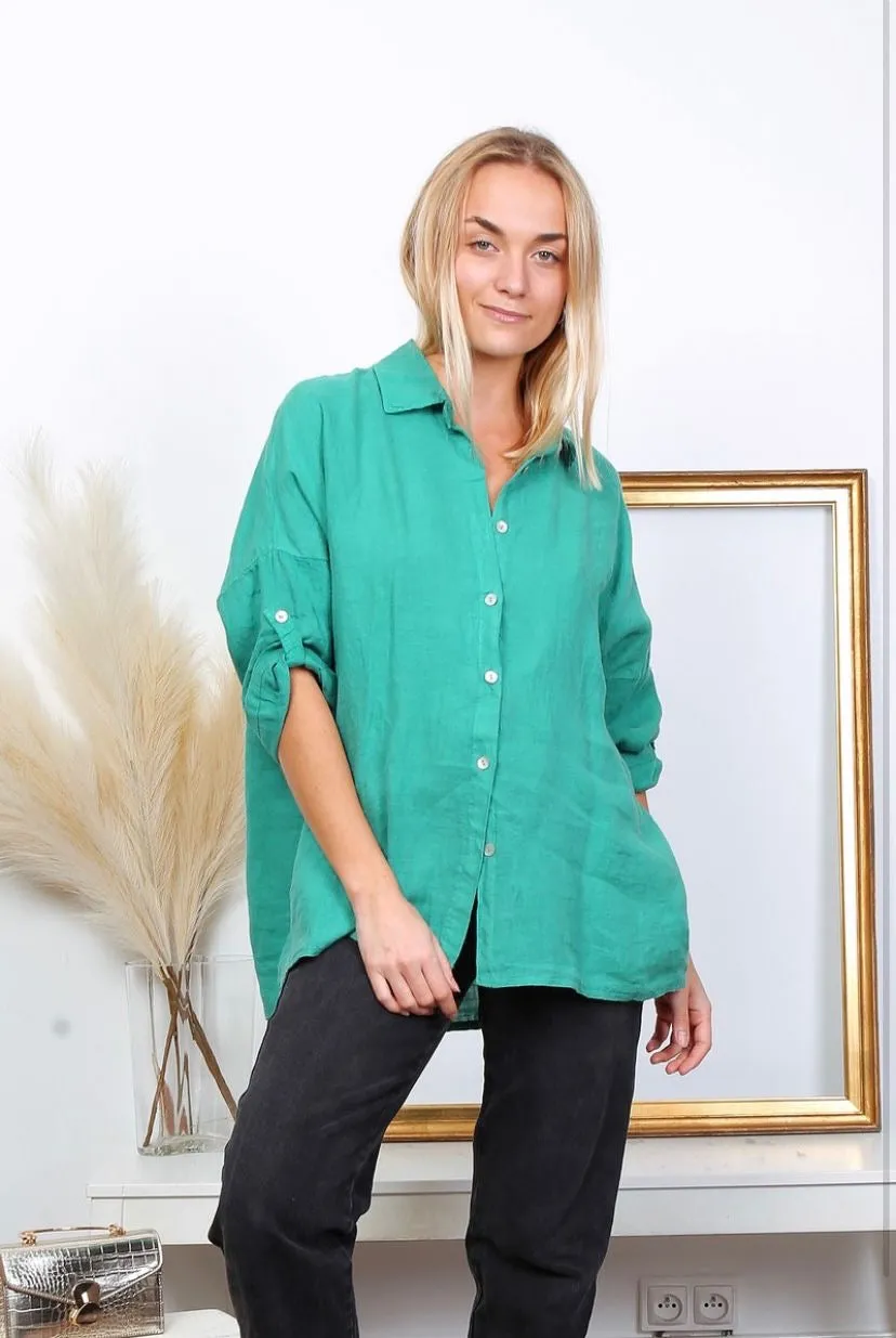 20090 100% Linen Top Solid,Women Wear