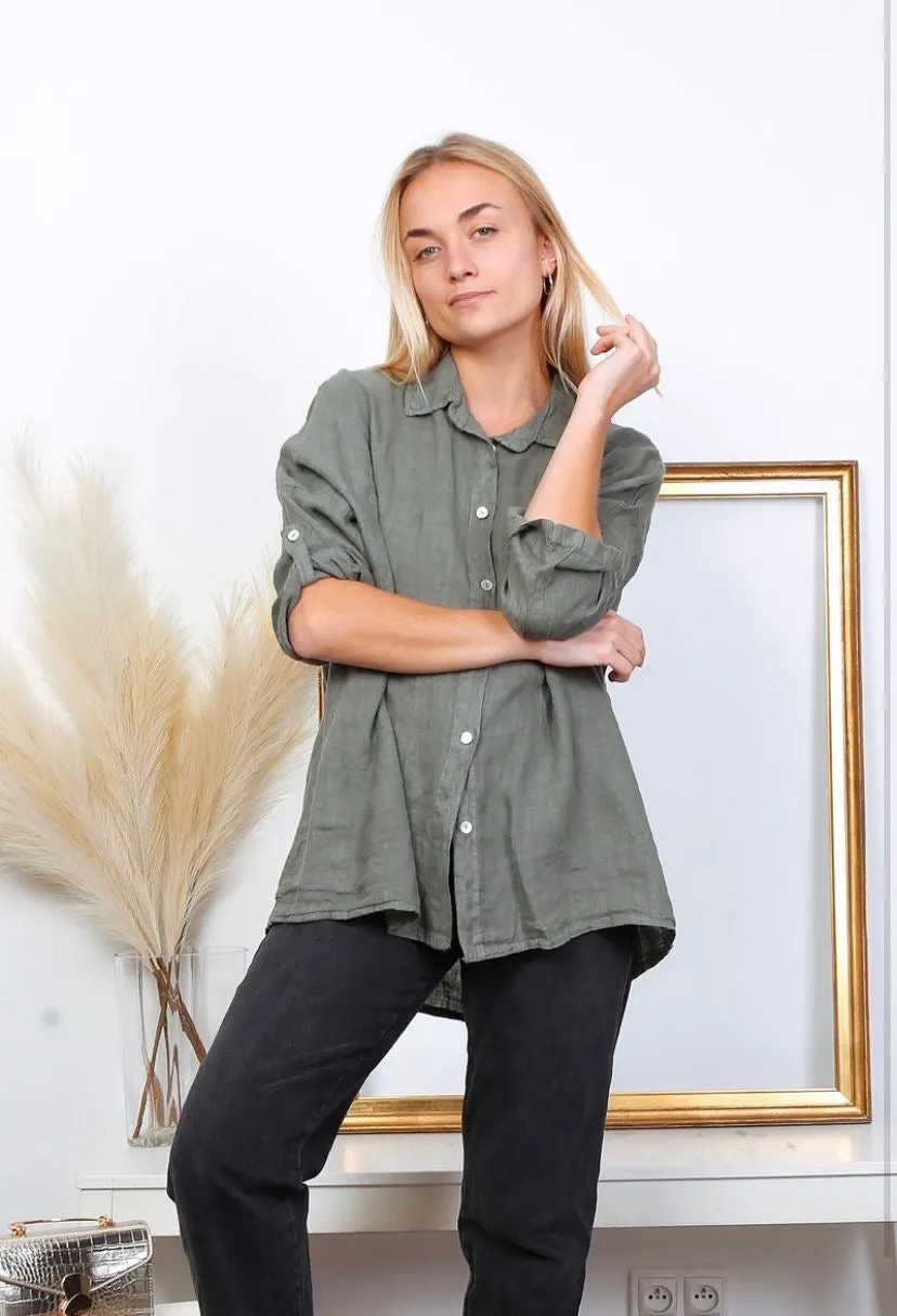 20090 100% Linen Top Solid,Women Wear