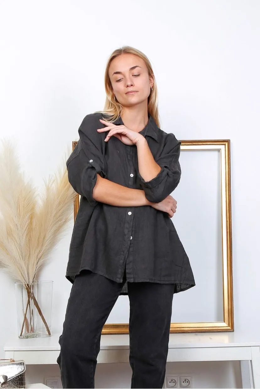 20090 100% Linen Top Solid,Women Wear