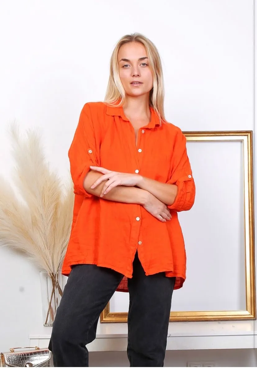 20090 100% Linen Top Solid,Women Wear