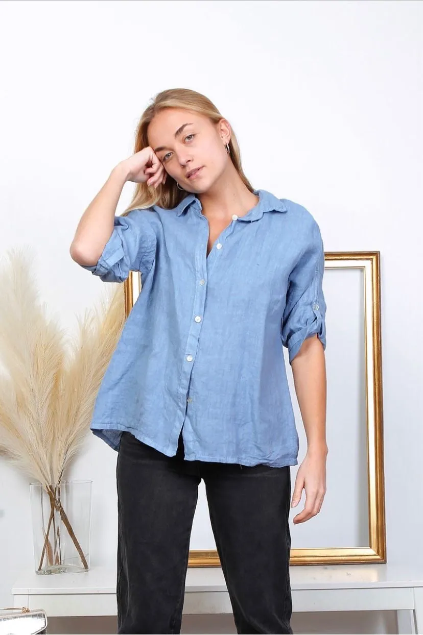 20090 100% Linen Top Solid,Women Wear