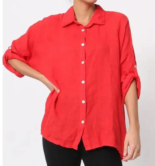 20090 100% Linen Top Solid,Women Wear