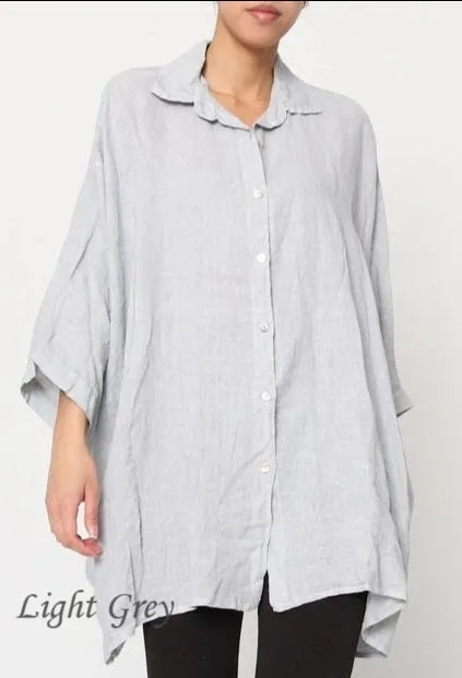 2858 Button Up Top - 100% Linen,Women Wear
