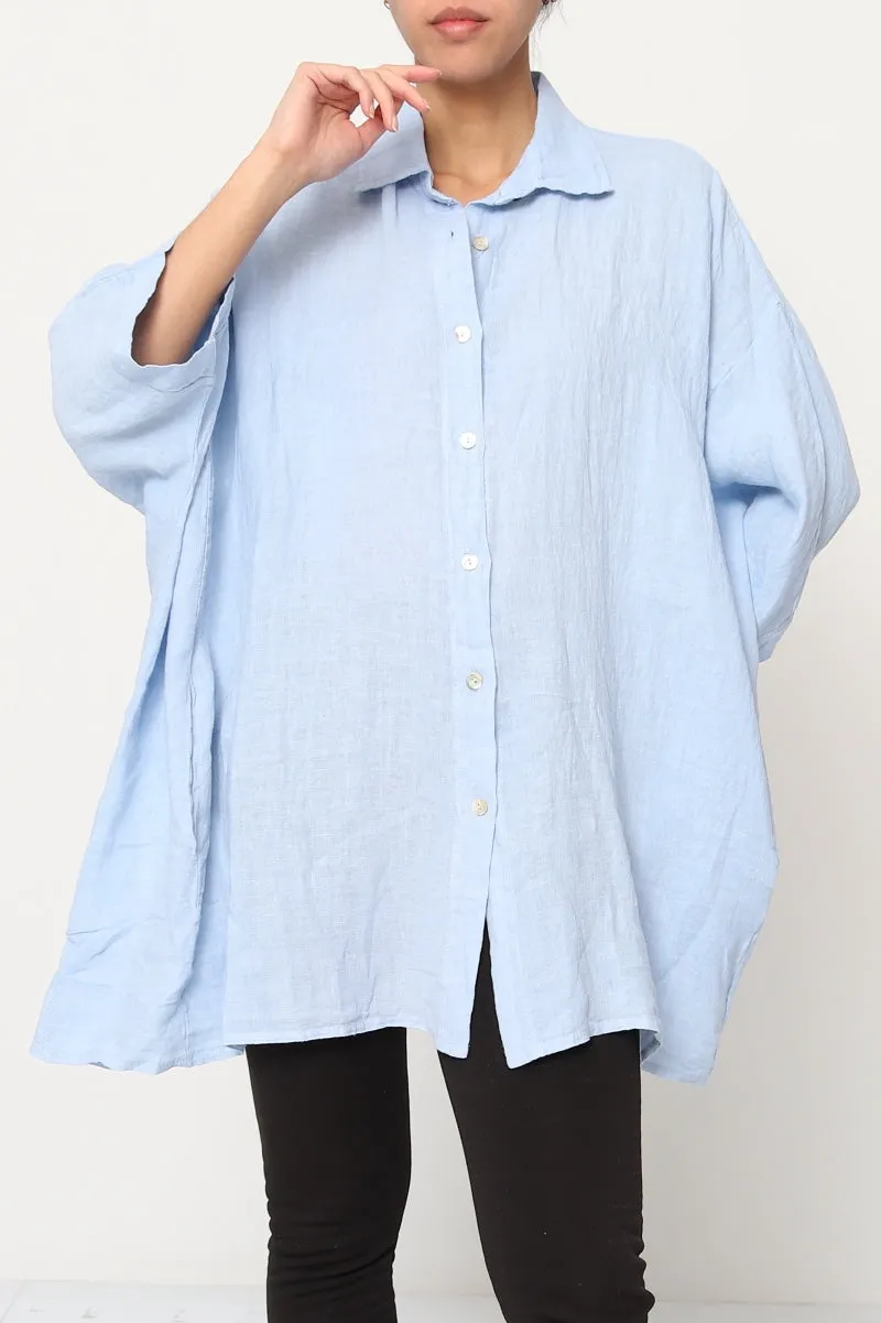 2858 Button Up Top - 100% Linen,Women Wear
