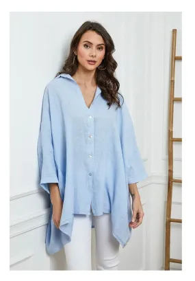 2858 Button Up Top - 100% Linen,Women Wear